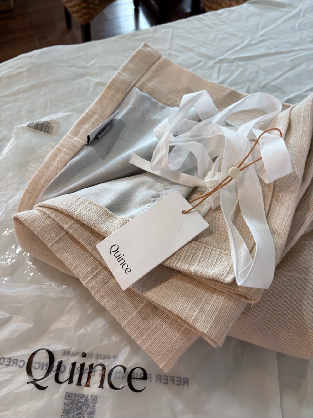 Quince Textured 48x96 Tan lined curtain 1 panel energy efficient Blackout